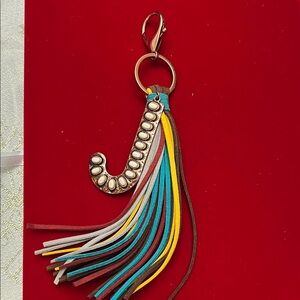 Multicolor Tassel Keychain with J Initial